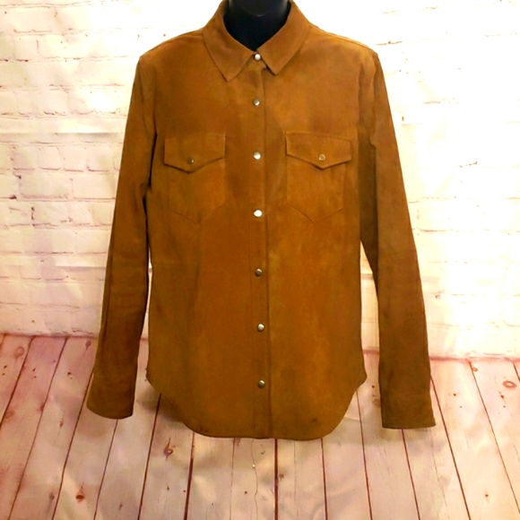Rich Brown Faux Suede Blazer/Shirt Style Jacket - Picture 6 of 6